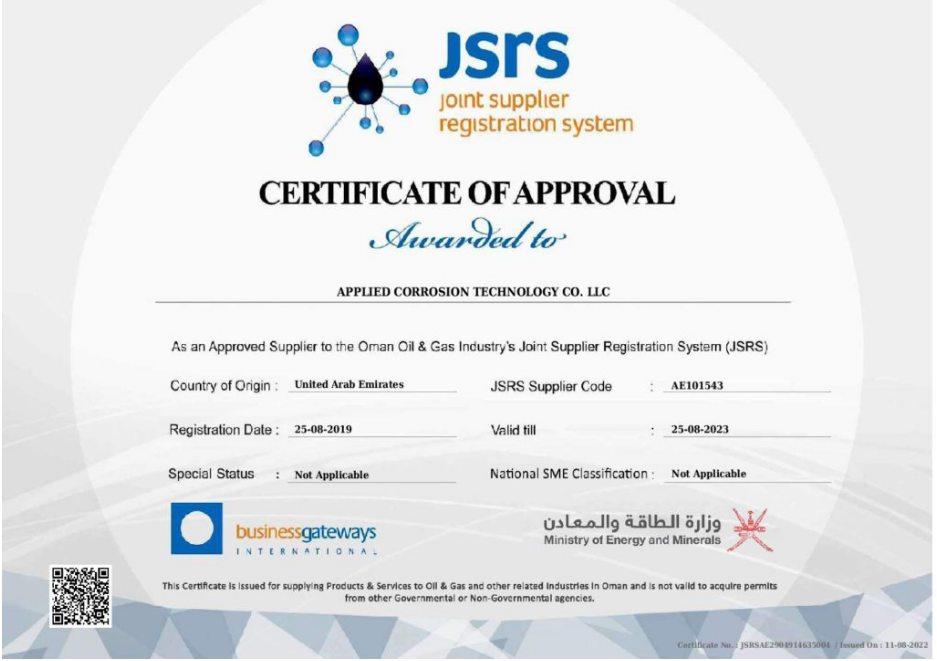 JSRS Registration Certificate